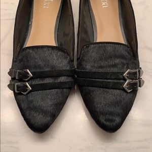 Black cow hair shoes